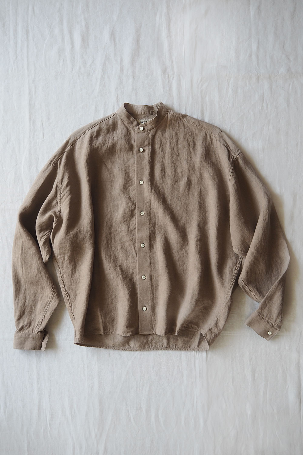 Kaval, Stand Collar Middle Shirt 0122 - Beige