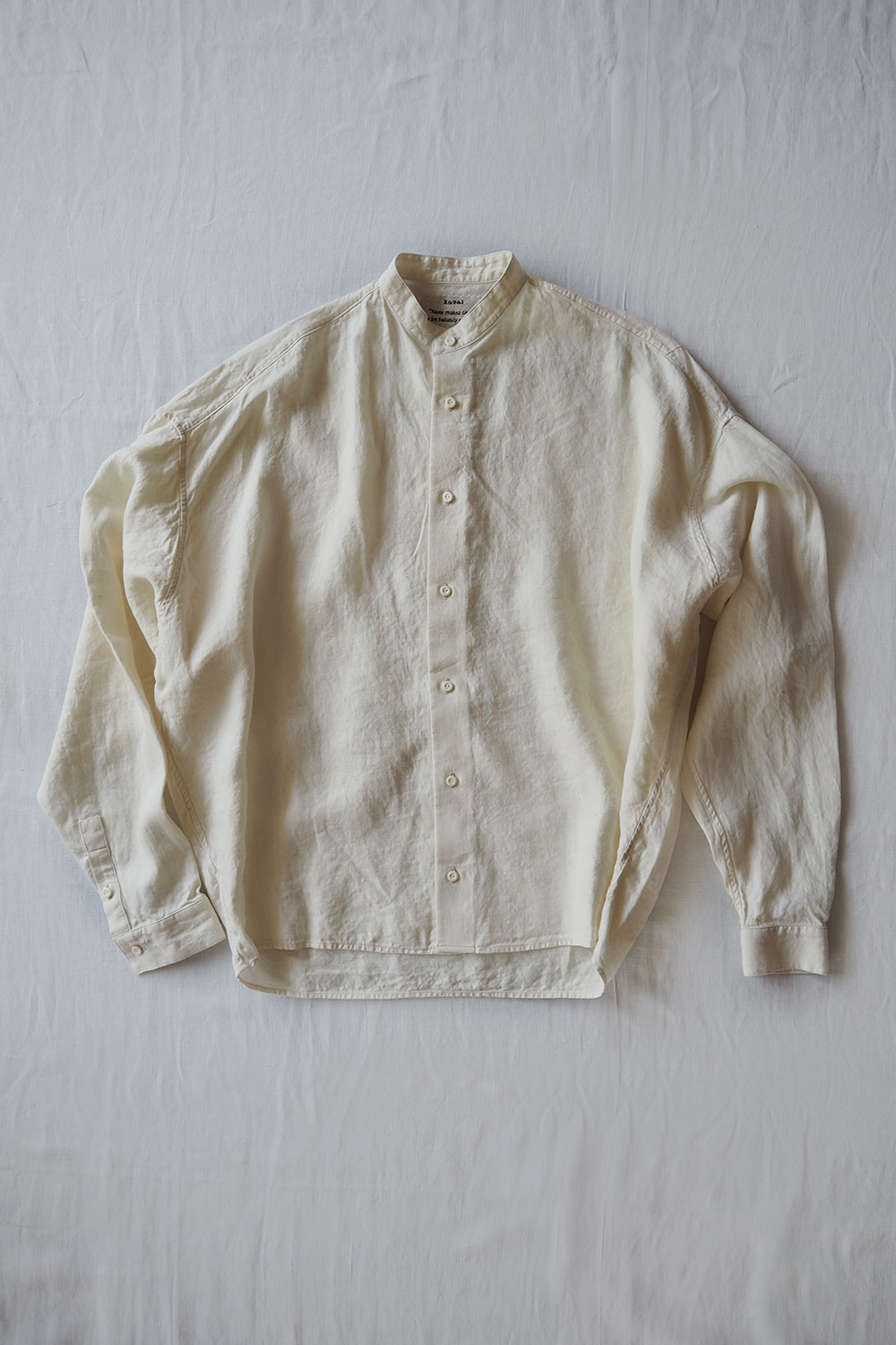 Kaval, Stand Collar Middle Shirt 0122 - Natural