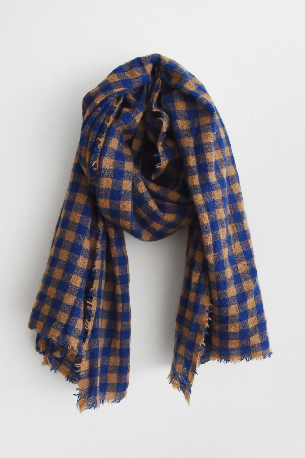 MAKIE, Cashmere Scarf - Blue x Sand