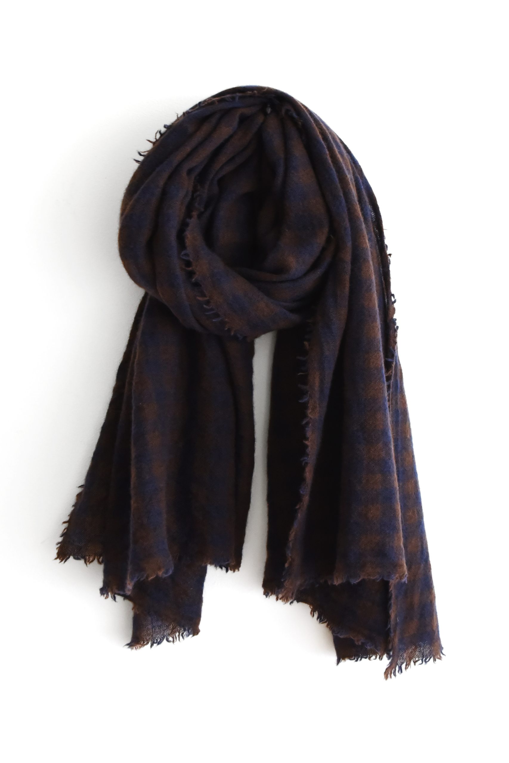 MAKIE, Cashmere Scarf - Navy x Brown