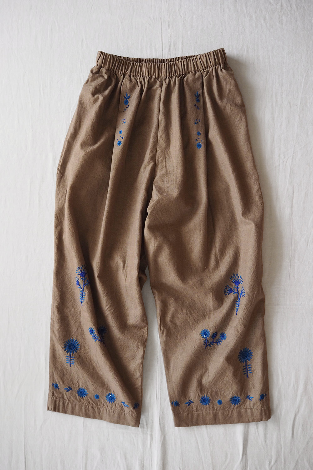Aodress, Embroidered Handloom Wool Pants - Mocha