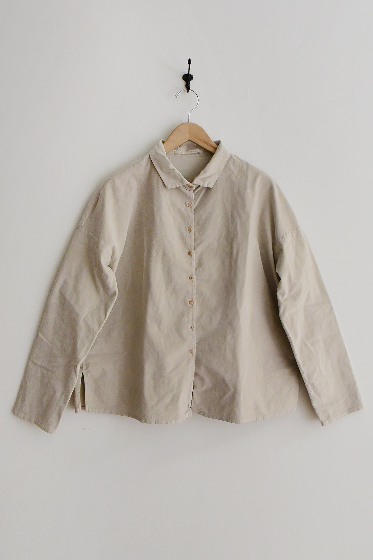 Album di Famiglia, 12_125 Velvet Short Collar Shirt - Oatmeal