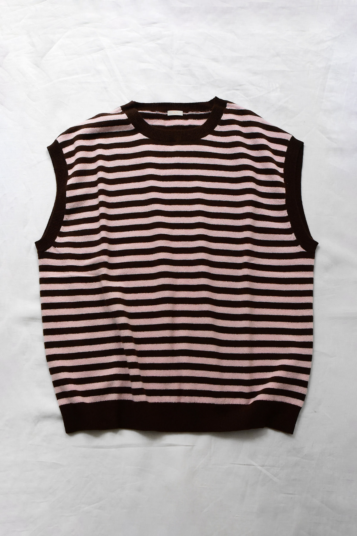 MAKIE, Cashmere Vest - Pink x Brown Stripe