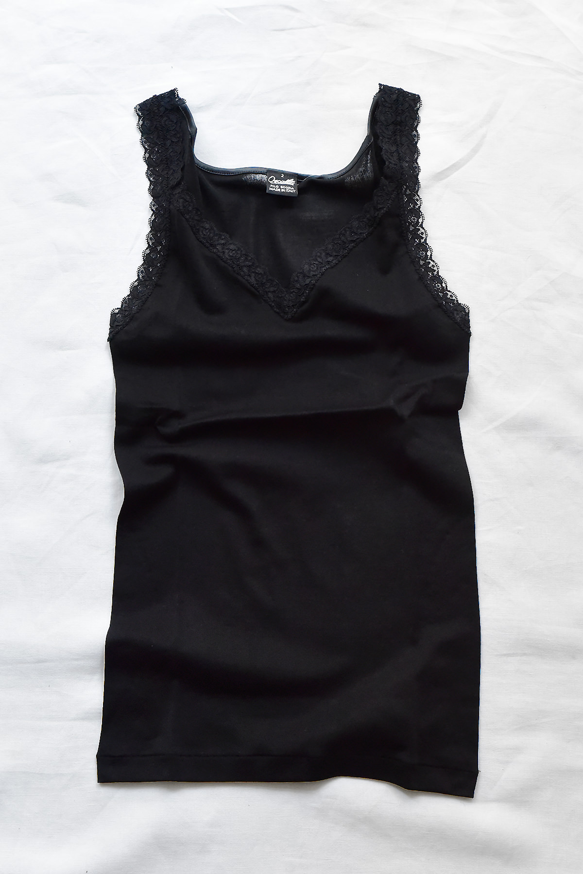 Oscalito, Tank Top w/ Leavers Lace 314 - Black