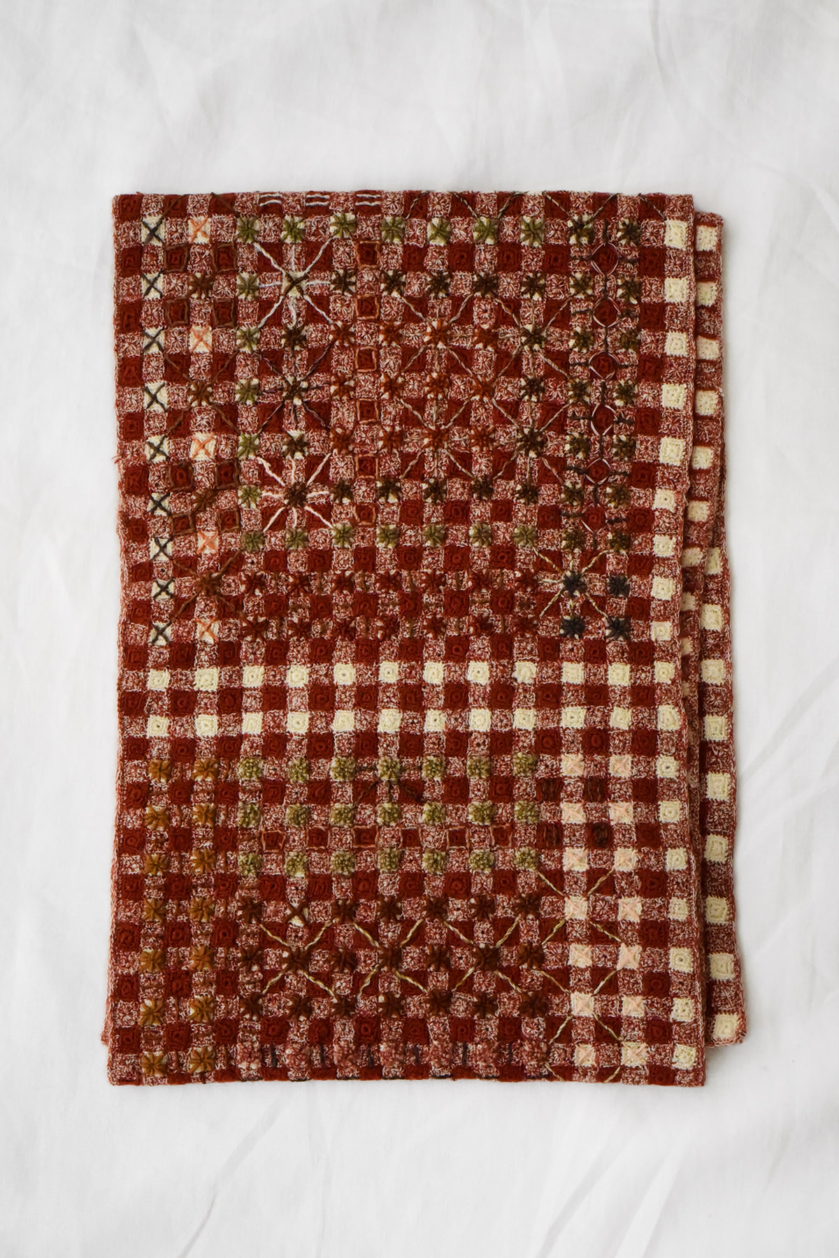 Sophie Digard Paris, Scarf E5066 - Ecru+Benoite/Bark No,1