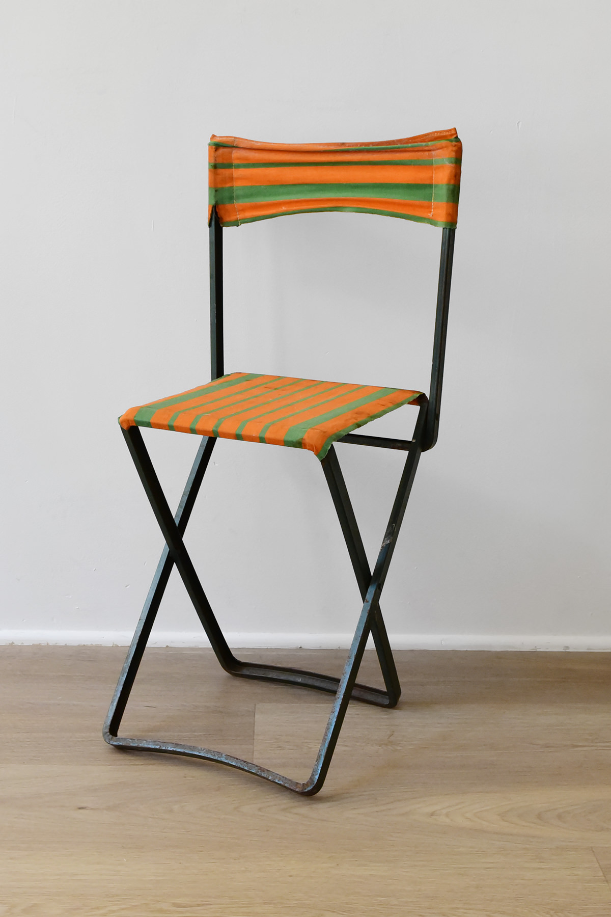 Vintage All-Metal Folding Chair, Industrial Steel Construction