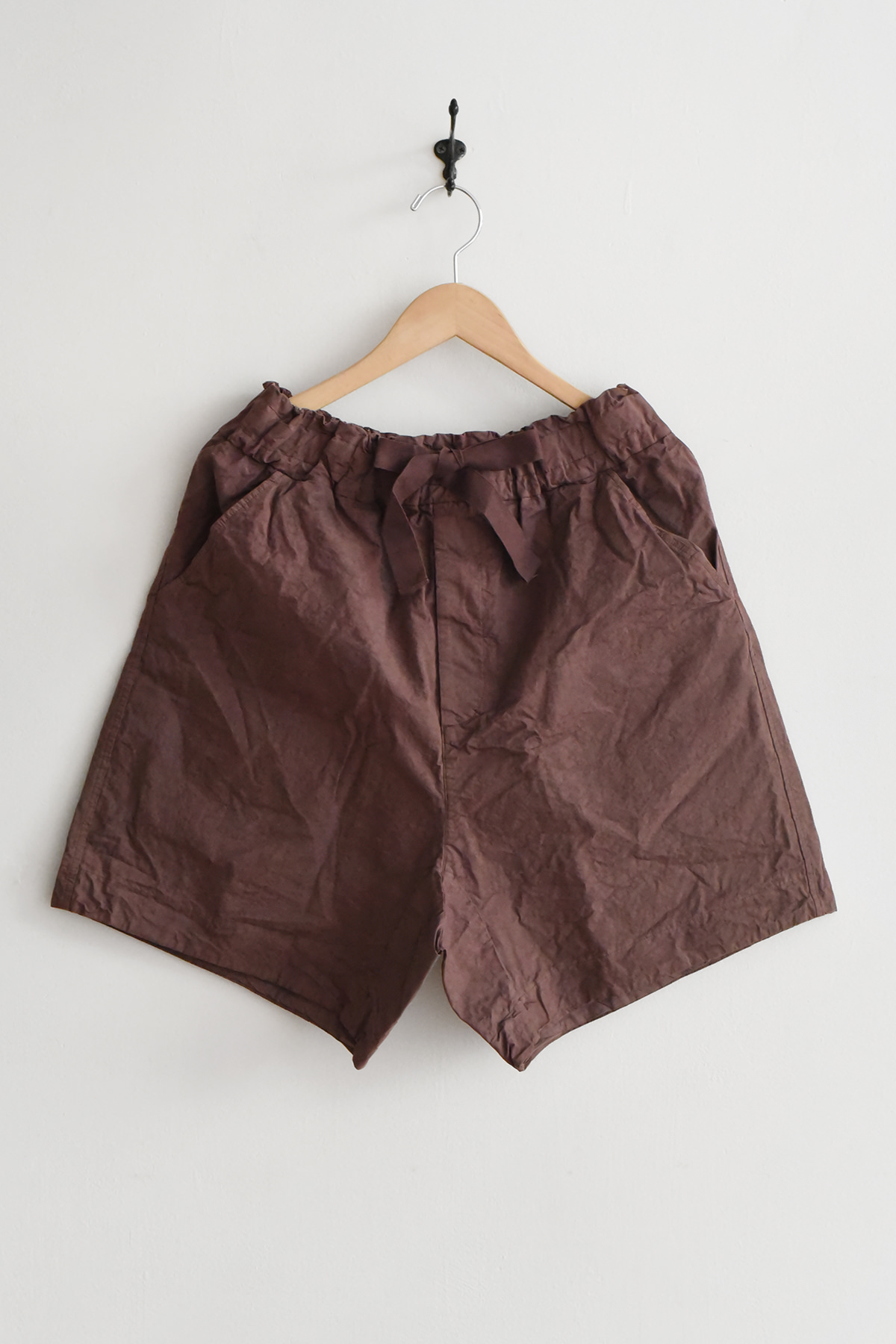 Album di Famiglia cotton shorts mauve elastic waist ribbon detail relaxed fit made in Italy minimalist shorts
