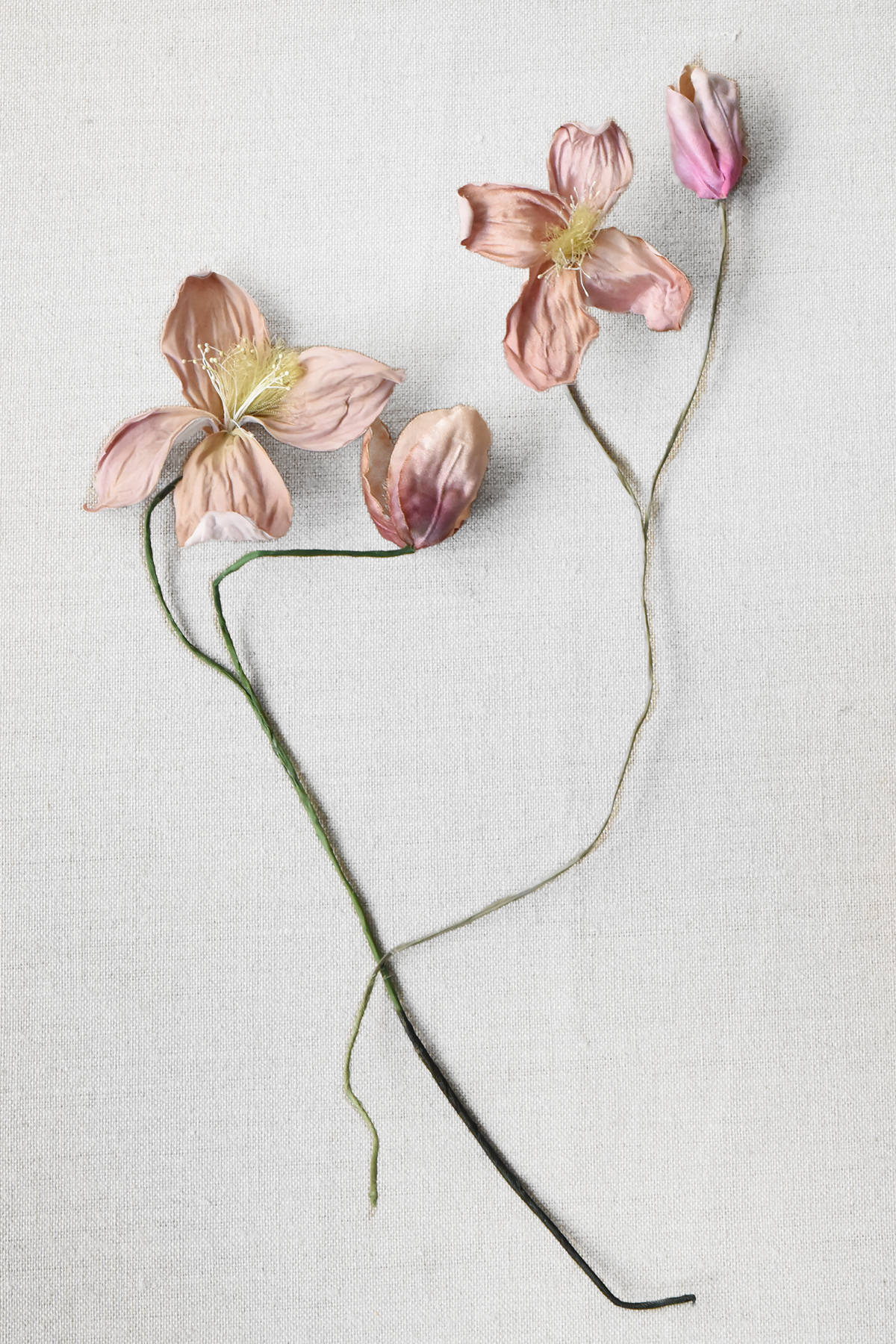 pink fabric cosmos flowers with stems decorative object