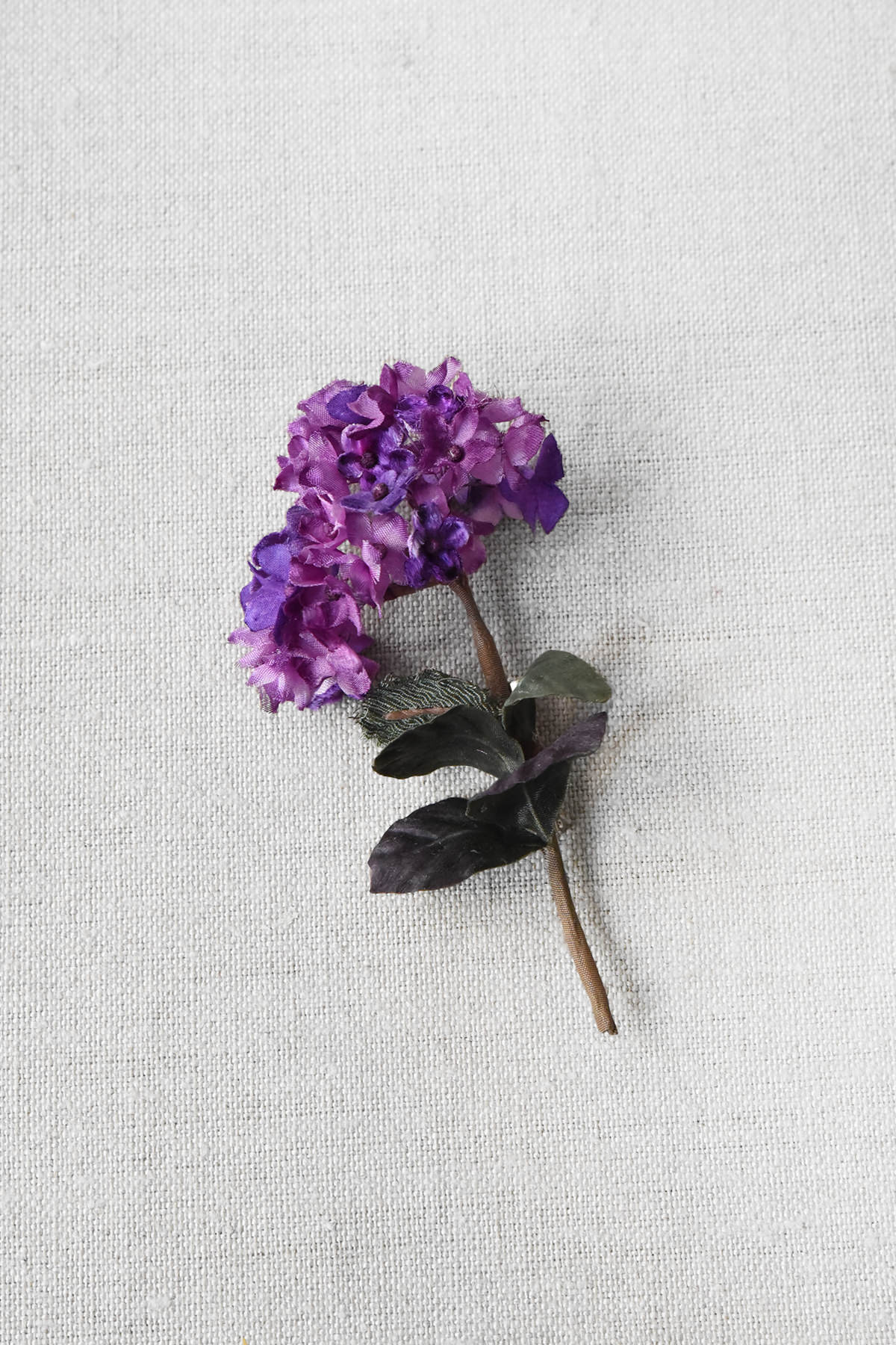 purple fabric flower brooch approximately 2-3 inches
