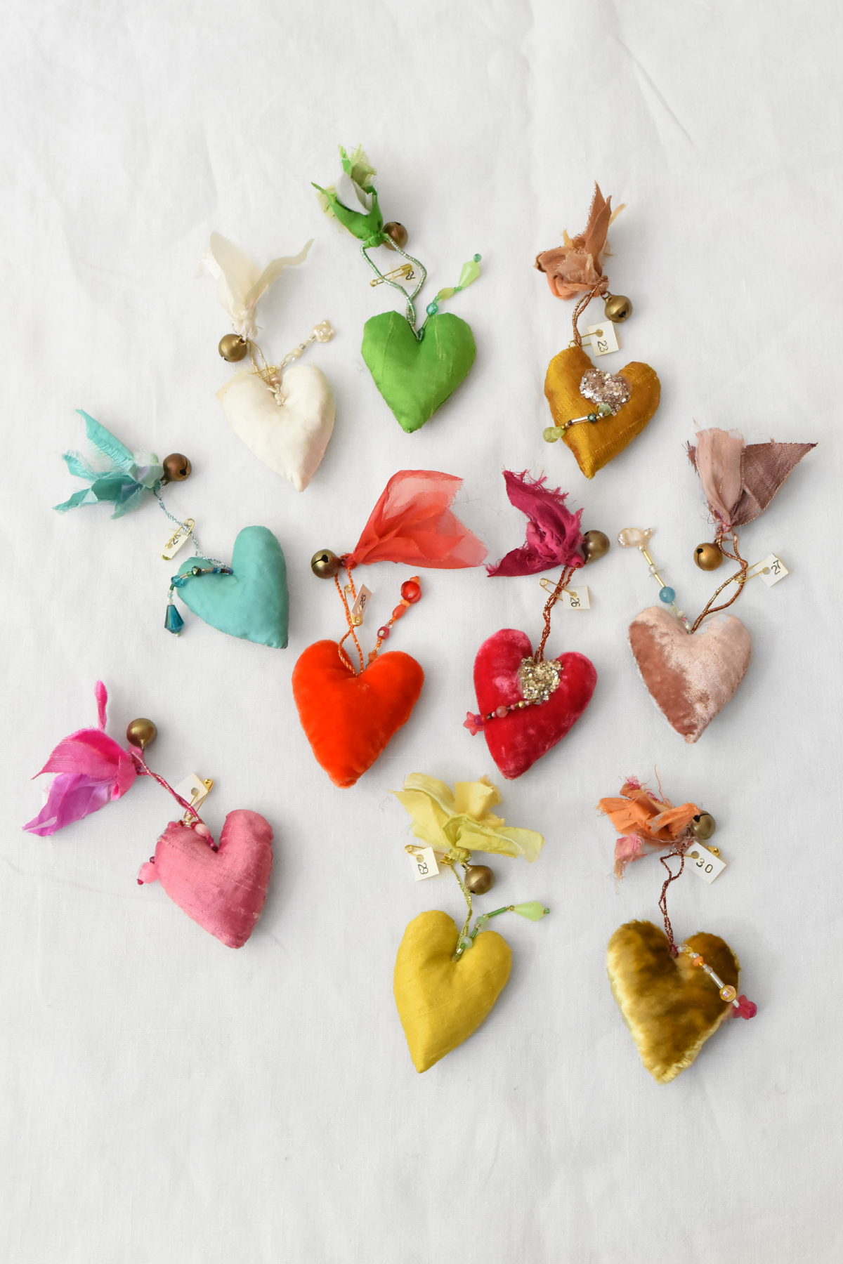 vintage fabric embroidered heart decoration