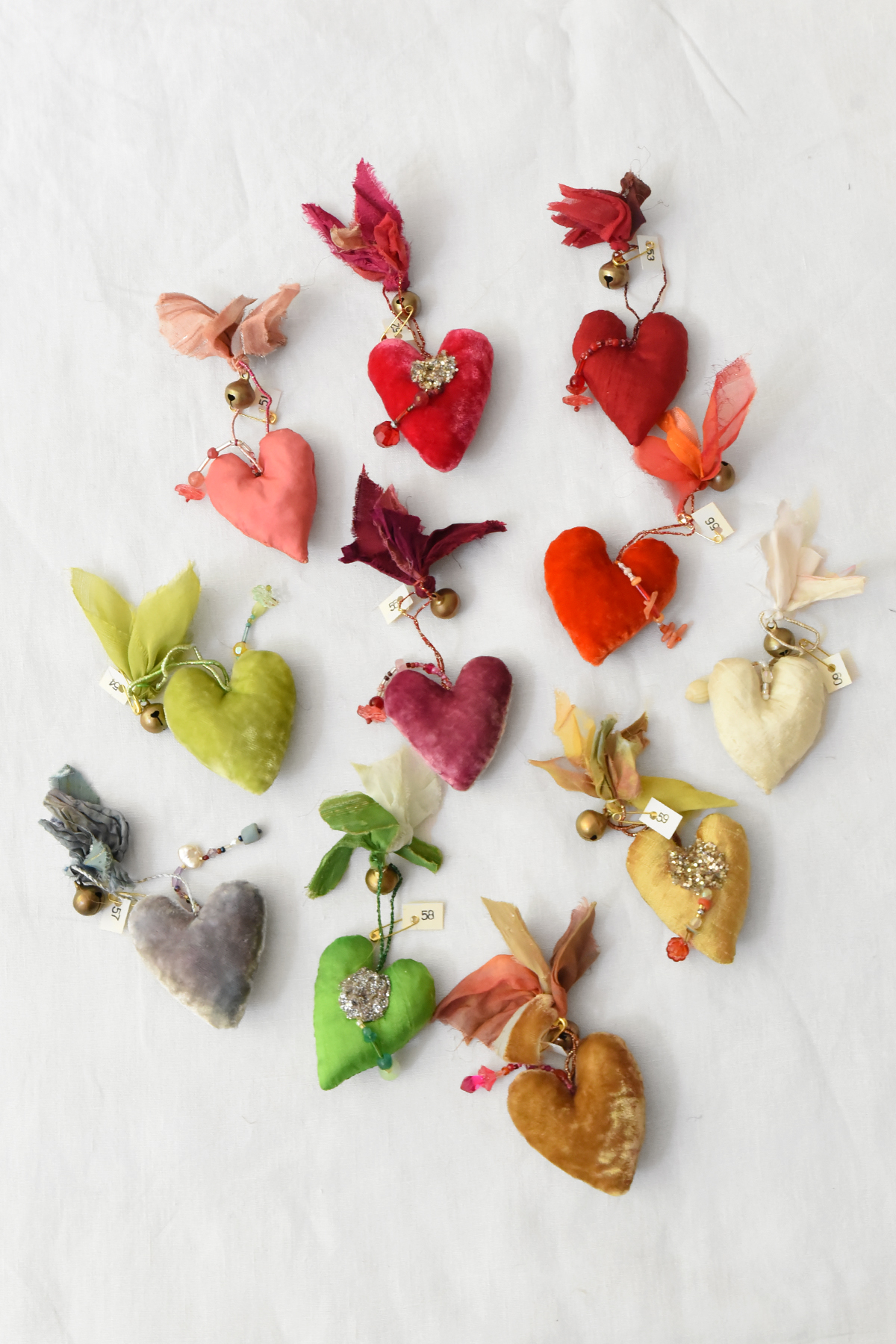 colorful soft heart ornament with Venetian beads