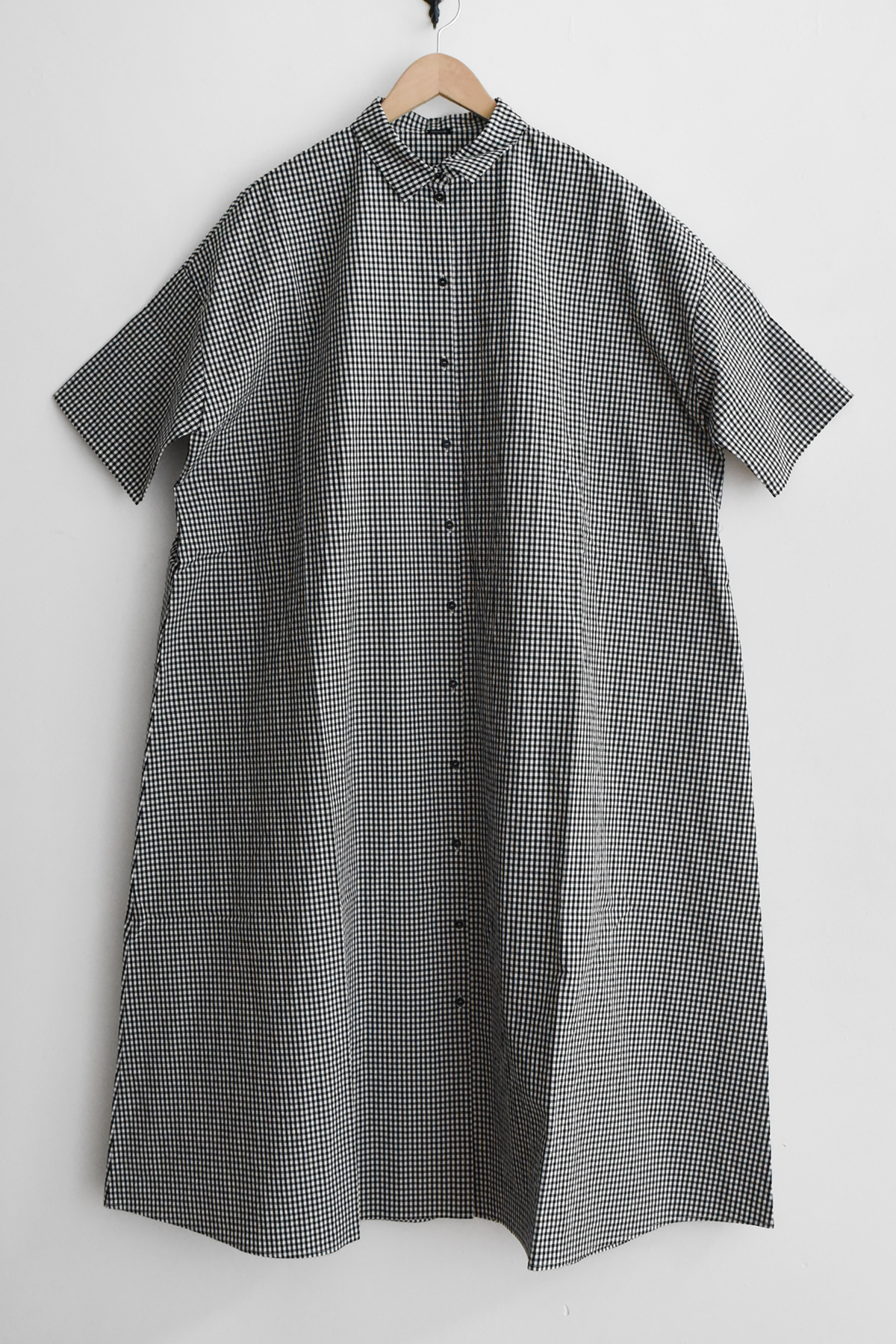 Apuntob black gingham cotton dress made in Italy