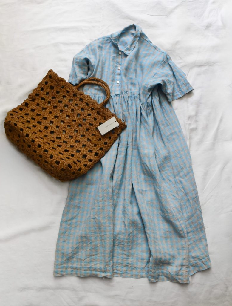 Sophie Digard Bag with Makie Blue Gray Check Dress