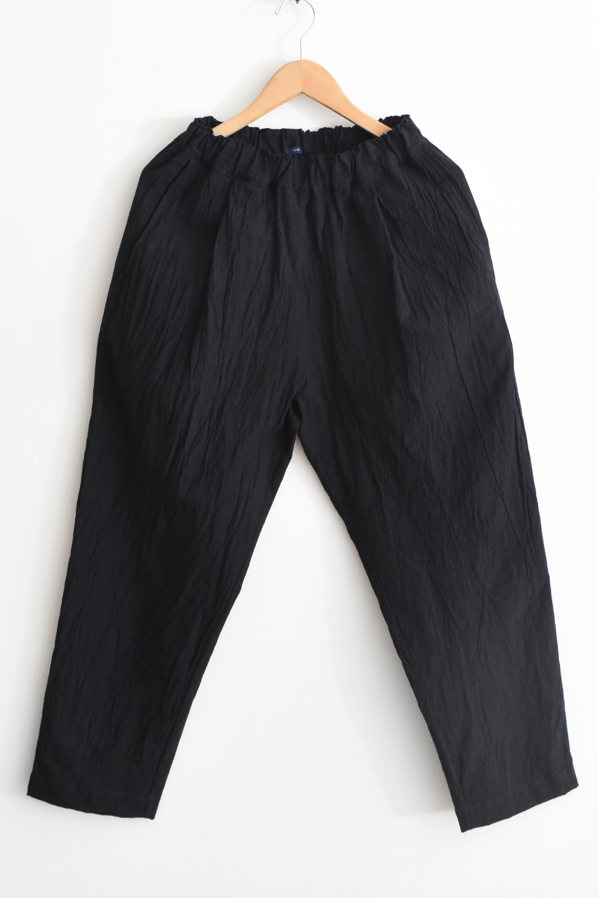 Black Tapered Cotton Blend Pants