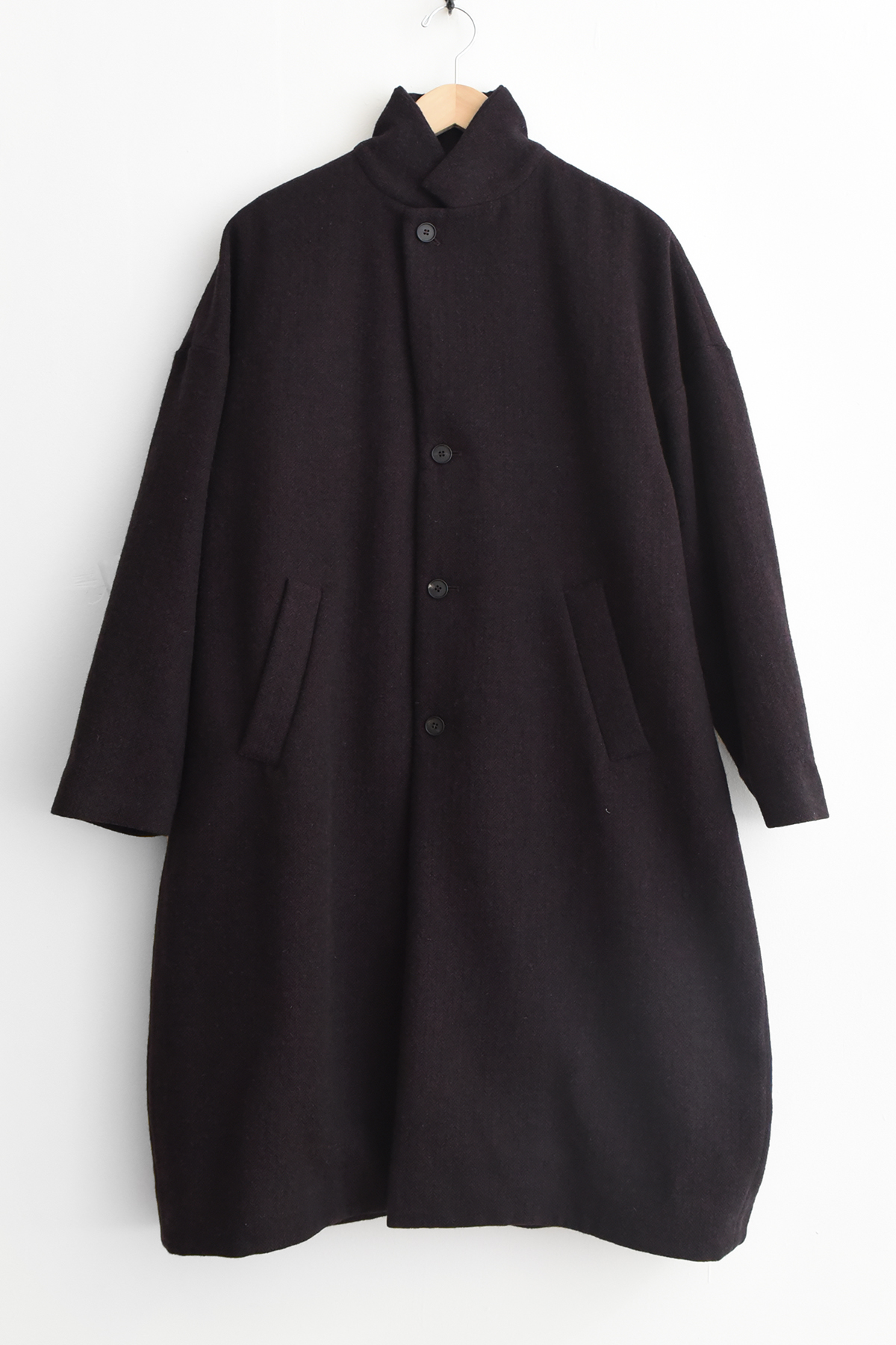 Bergfabel Millie Coat in Black Bordeaux, 100% virgin wool