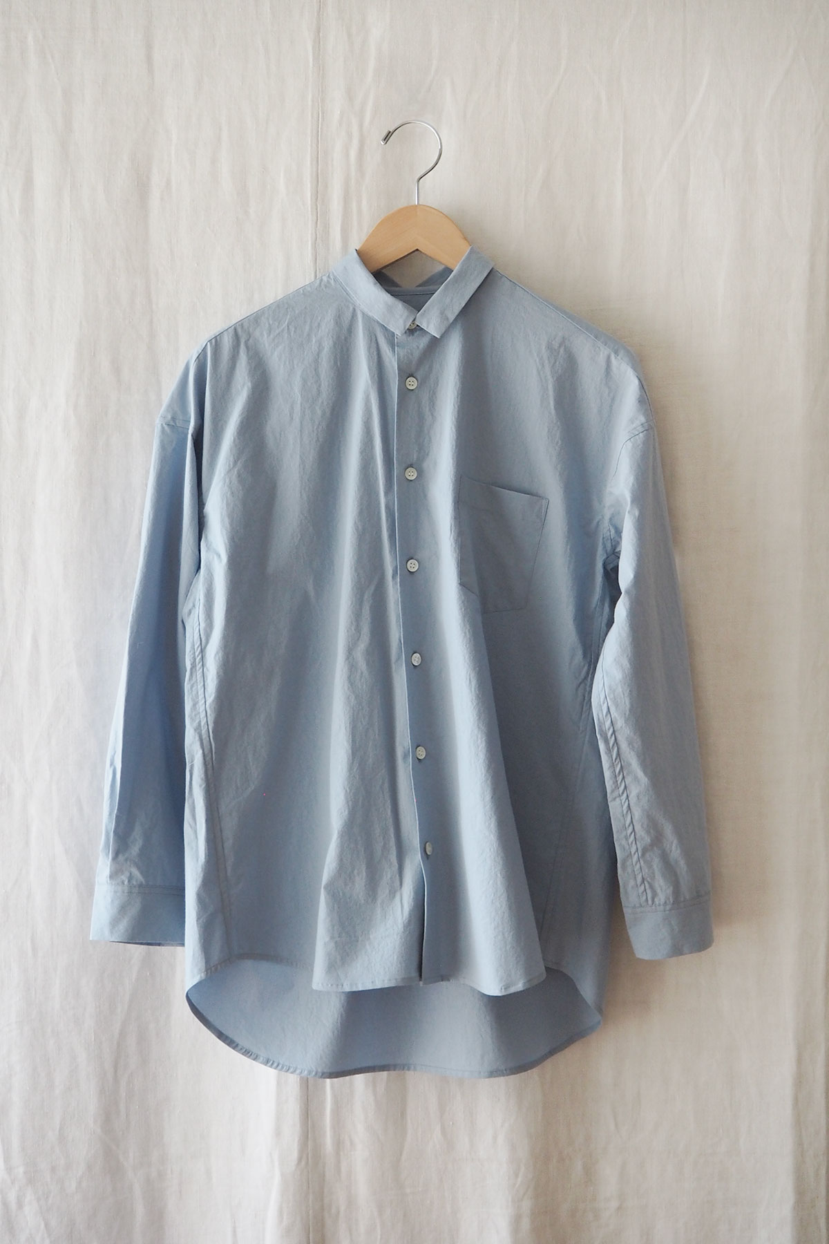 Blue Cotton regular collar shirt with chest pocket