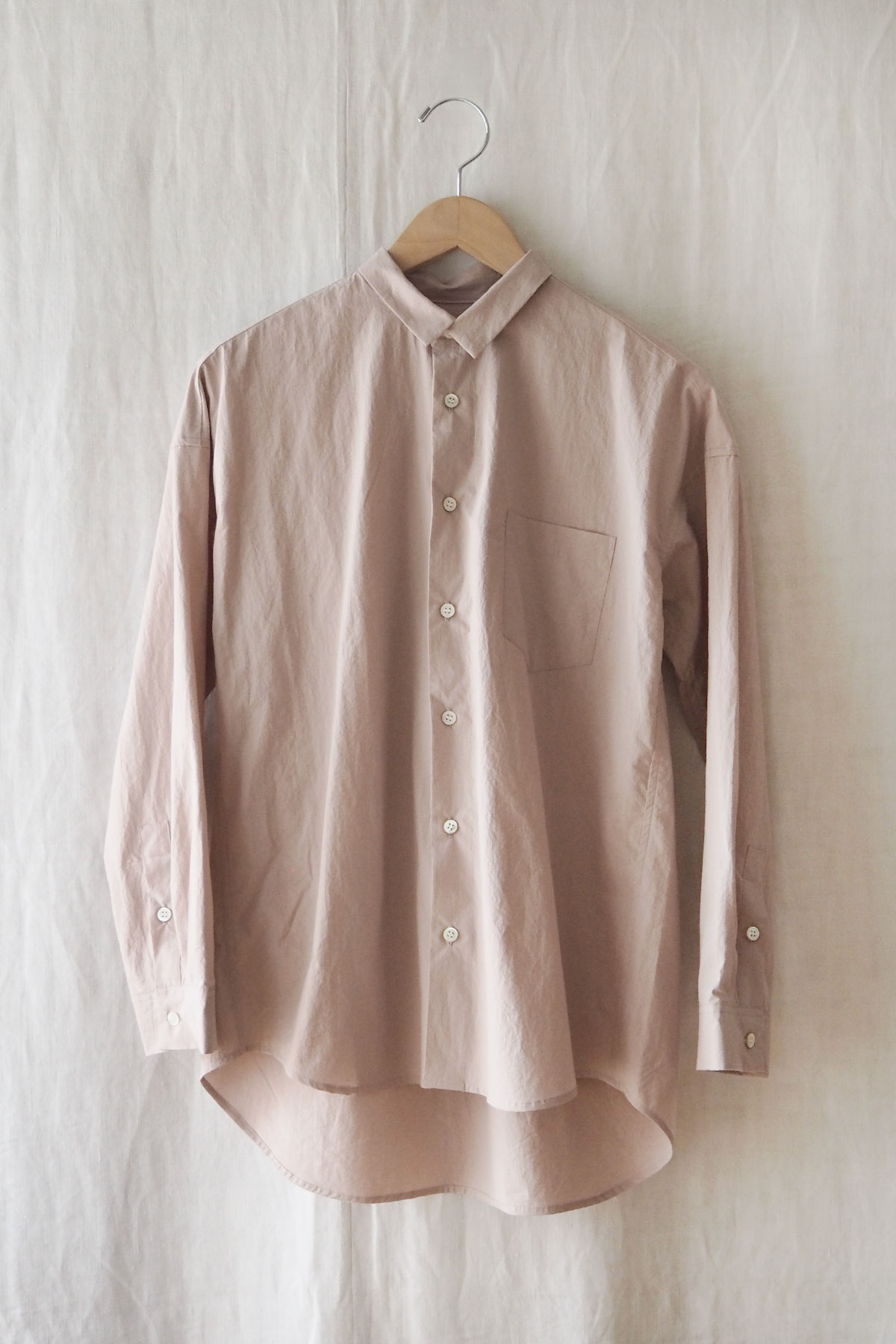 Pink Cotton regular collar shirt with chest pocket