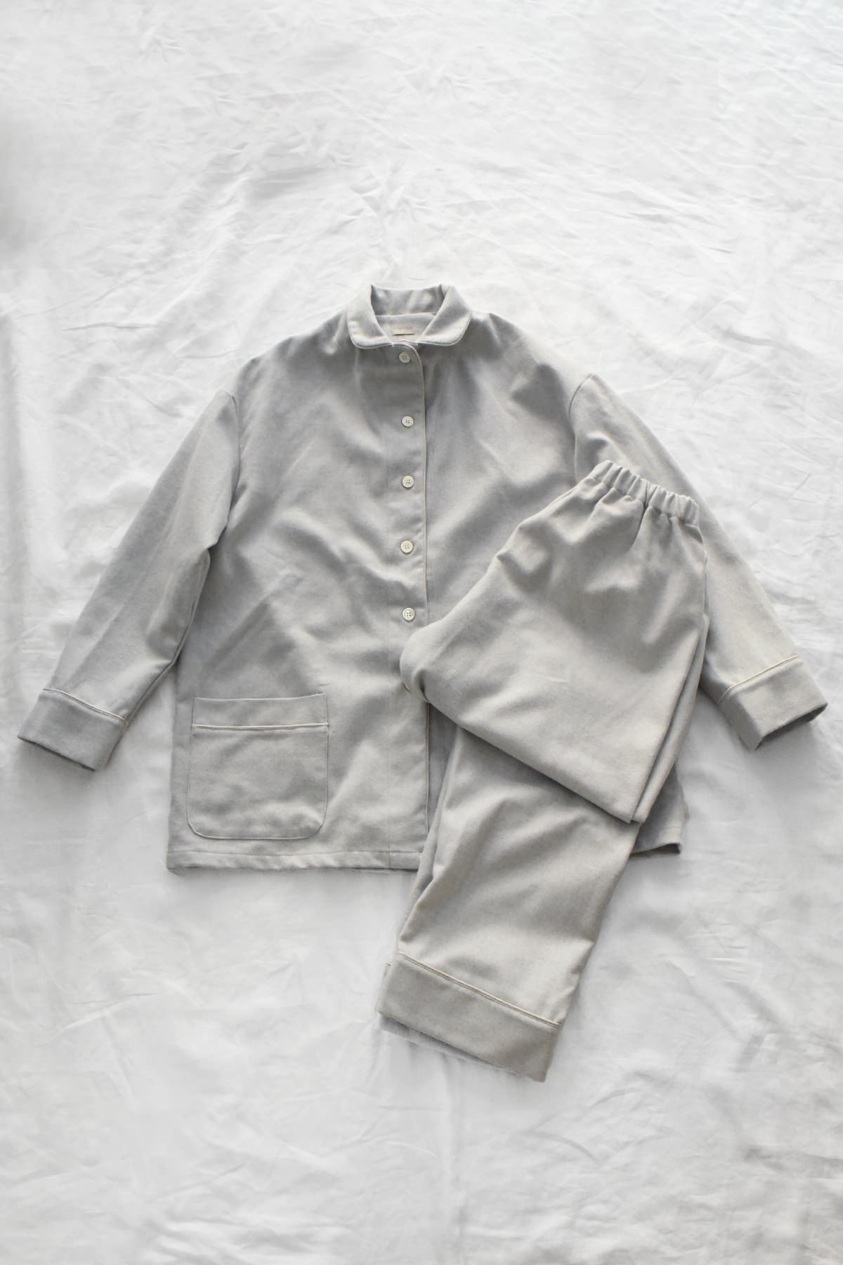 100% Cotton Flannel Pajama Set in Ice, Made in USA