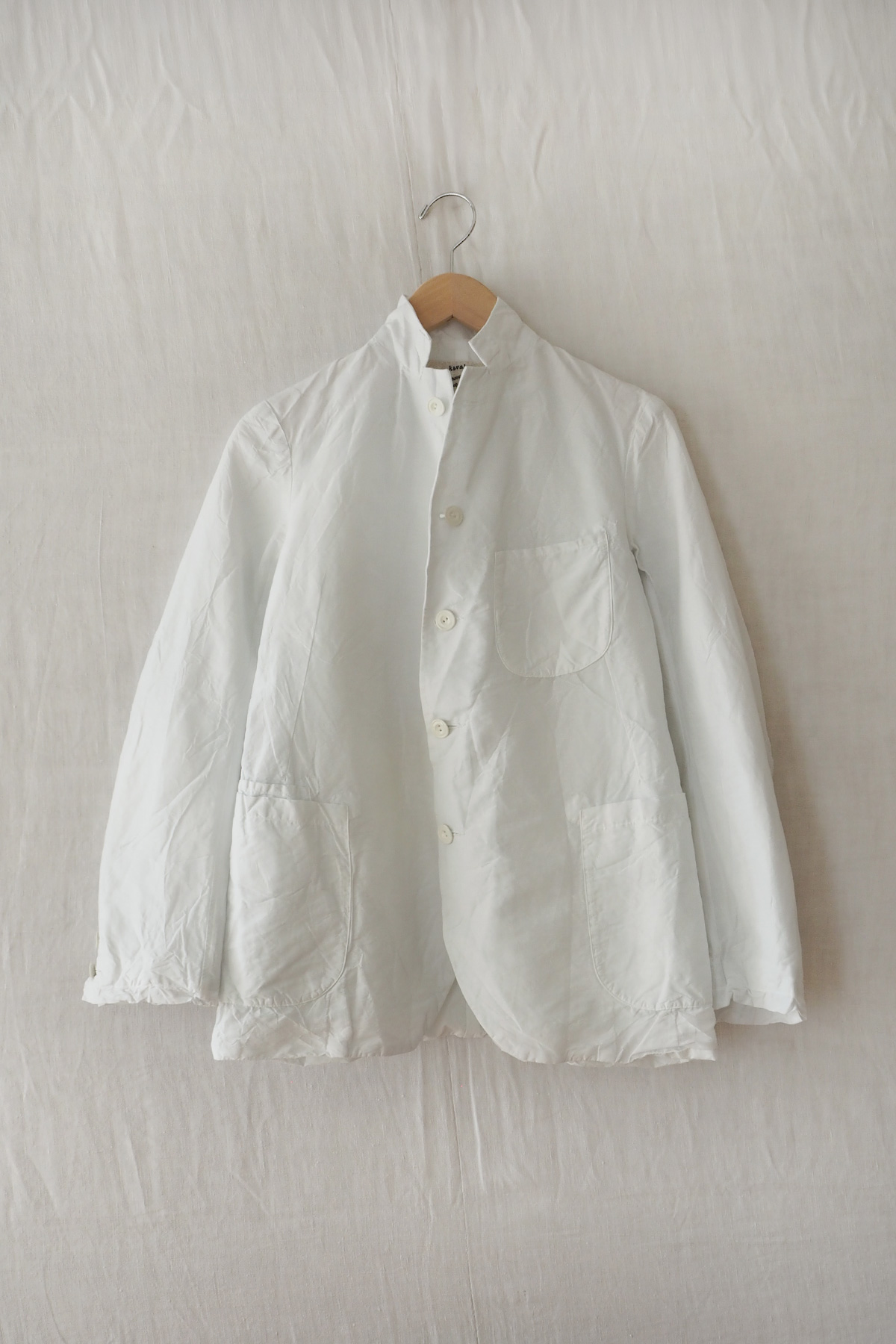 Kaval Narrow Jacket in Ice Mint, Japanese-made tailored jacket with three patch pockets