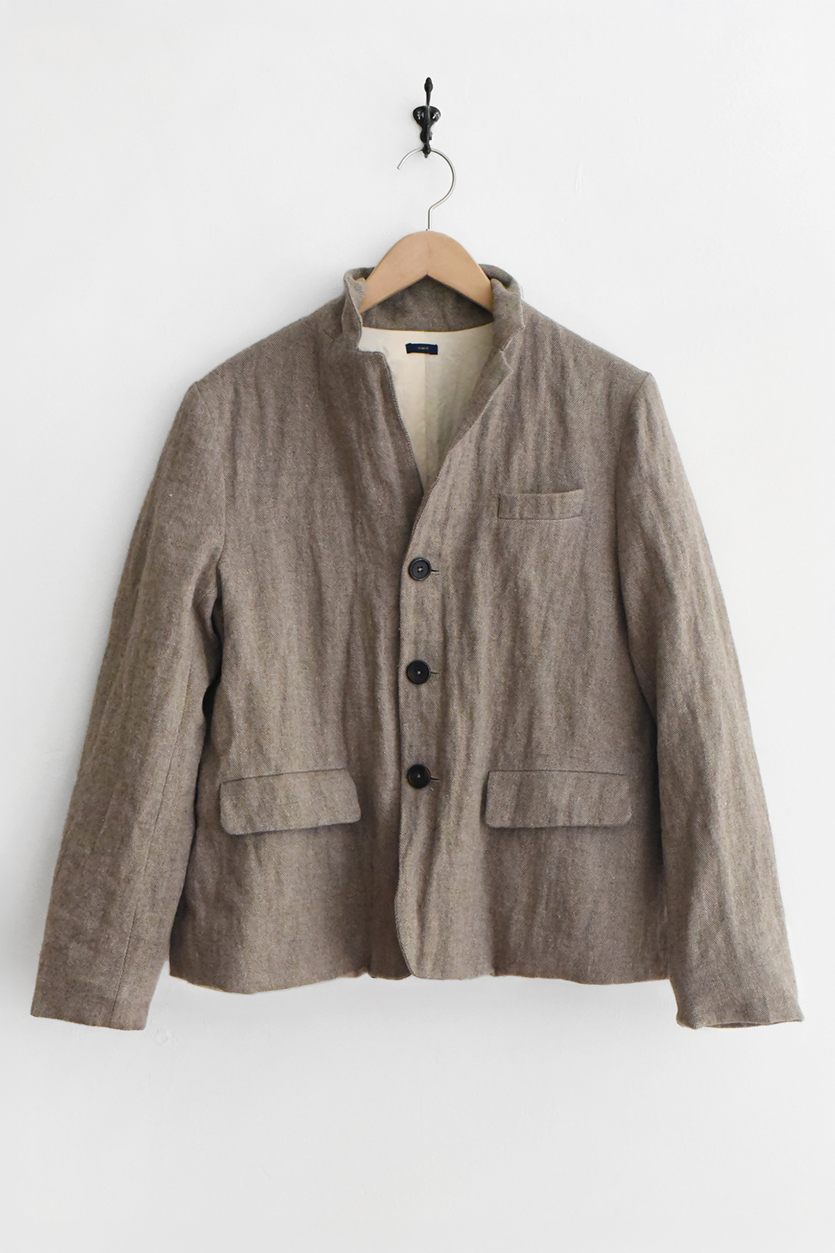 MAKIE Wool Jacket in Natural herringbone wool with cotton lining